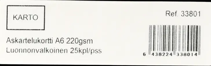 Askartelukortti A6 220 Gsm Luonnon Valkoinen 25 Kpl/Pss