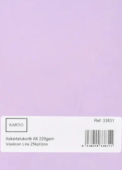 Askartelukortti A6 220 Gsm Vaalean Lila 25 Kpl/Pss
