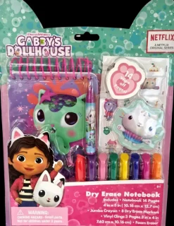 Gabby'S Dollhouse Dry Erase Set, Sis. Muistikirja, Varivahaliitu, 8 Dry Erase Tussia, 3 Vinyylitarra-Arkkia Ja Pyyhin