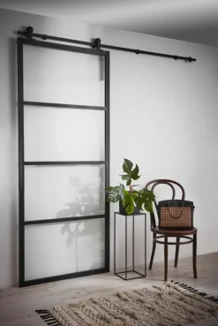 Habo Ovi Square 900X2133X28 Musta /Lasi