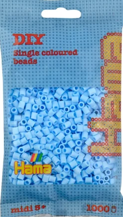 Hama Midi Silityshelmet Pussissa, 1000 Kpl, Pastelli Jaansininen