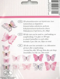 J.K. Primeco 3D Askartelukuviot Perhonen 24Kpl/Pkt