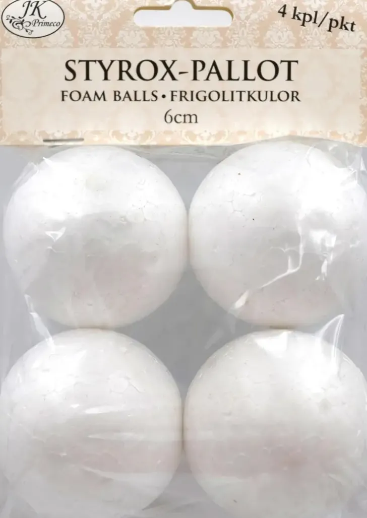 J.K. Primeco Styrox-Pallo 6Cm 4Kpl/Pkt