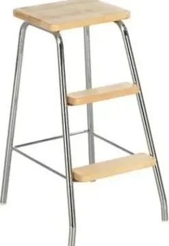 Lanka Ja Muovi Porrasjakkara Lm 183 Kromi/Koivu