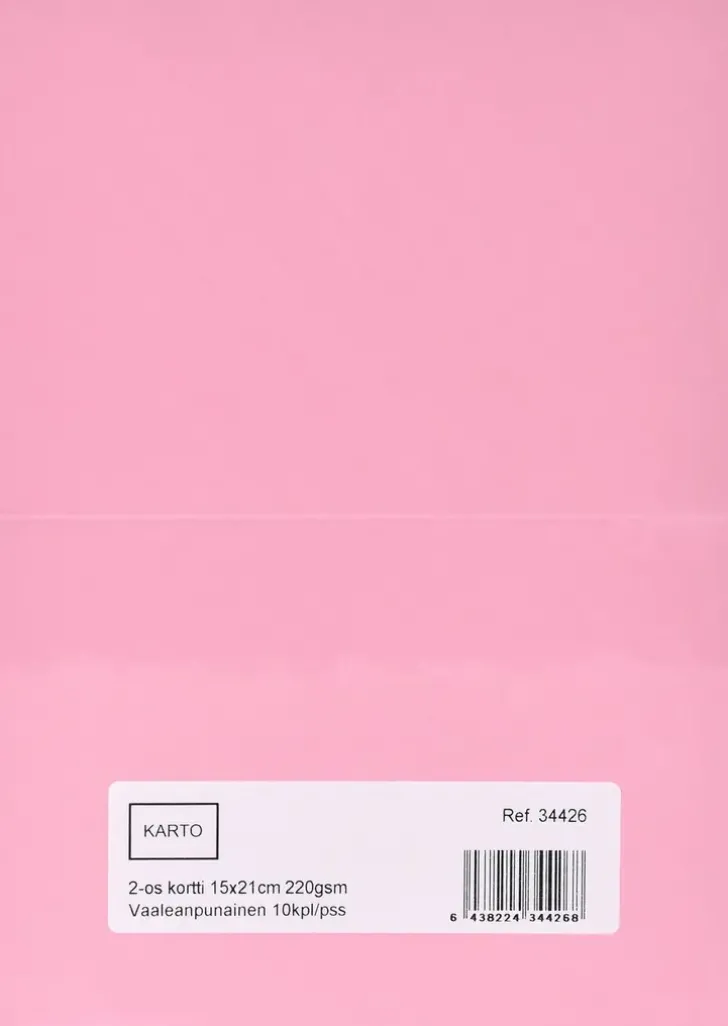2-Os. Kortti 15X21 Cm 220 Gsm Vaalean Punainen 10 Kpl/Pss