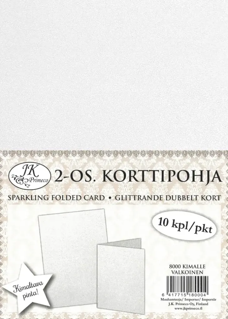 2-Os. Korttipohja Kimalle Valkoinen 10Kpl