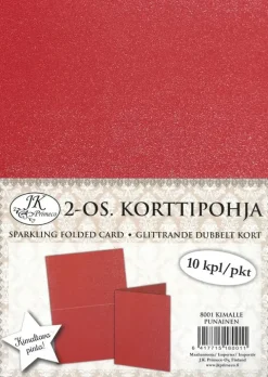2-Os.Korttipohja Kimalle Punainen 10Kpl