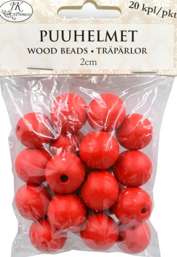 Puuhelmet Punainen 2Cm 20Kpl/Pkt